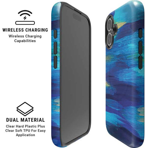 Ocean Blue Brush Stroke by Etta Vee iPhone 16 Plus Magsafe Impact Case